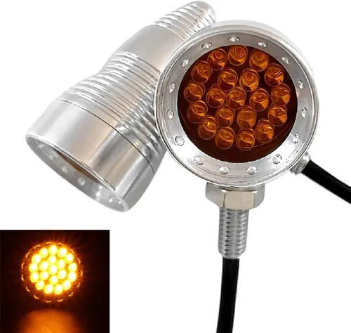 Vista 12 de FATECIM 2 unids motocicleta LED intermitente indicador ámbar luz mini bala aluminio moto indicadores intermitentes 12V universal (negro)