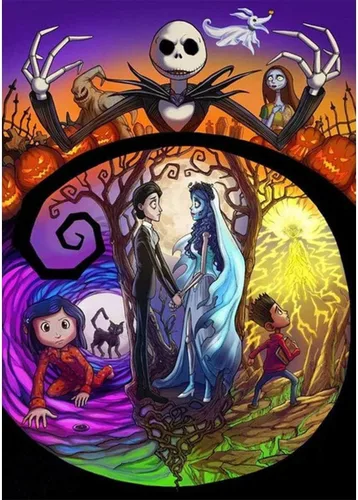 Vista 9 de Bysincy Kits de pintura de diamantes 5D para adultos, arte de diamantes de Halloween, pintura de diamantes de terror bricolaje, taladro redondo