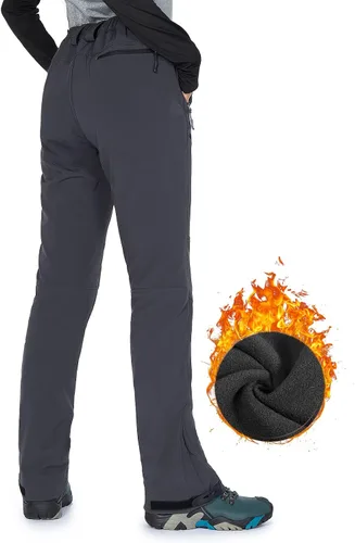 Vista 2 de Hiauspor Women's Hiking Pants Waterproof Snow Ski Winter Pants Fleece Lined Outdoor Softshell Insulated Snowboarding Pants