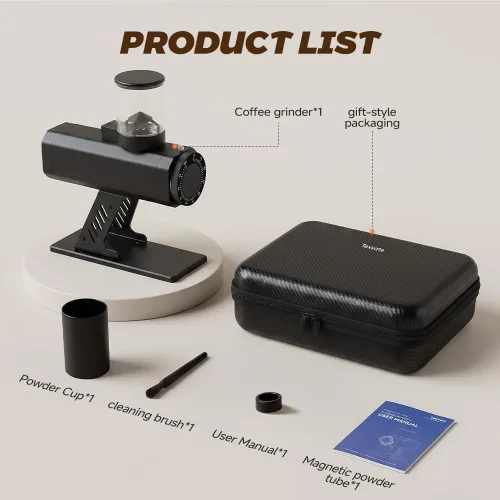 Vista 10 de 64mm Stainless Steel Flat Burr Coffee Grinder, 100 Settings, Anti-Static Black