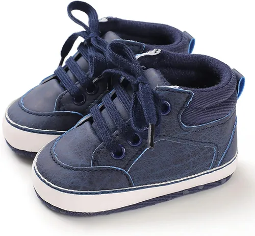 Vista 2 de 1 Year Old Walking Shoes Baby Toddler Shoes Boys and Girls Floor Sports Shoes Flat Bottom Non Slip Lace Infant Boy Boots