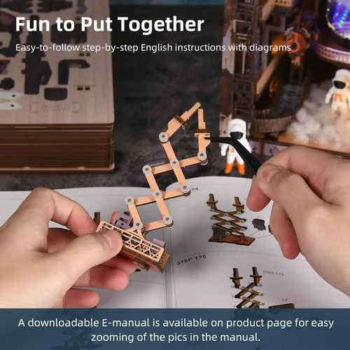 Vista 8 de MiniCity Espacio Rincón de Libros para Principiantes - Kit de Escena en Miniatura DIY con Cubierta Antipolvo, Luces y Estantería Adaptable