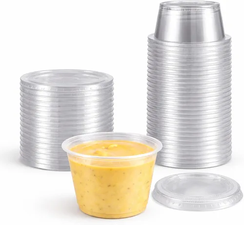 Vista 10 de Taza de plástico transparente para soufflé de 1 oz, tazas de porciones sin BPA con tapas, 100