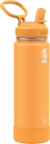 Vista 44 de Takeya Actives - Botella de agua con tapa con popote, duradera y de fácil cuidado, con aislamiento de acero inoxidable, tapa sin BPA con asa