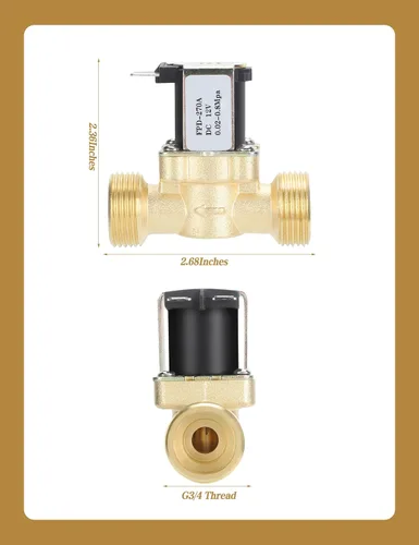 Vista 6 de Válvula de cierre de agua eléctrica normalmente cerrada, válvula magnética de solenoide eléctrico de latón, válvula de interruptor de entrada