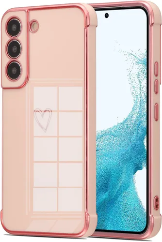 Vista 2 de DEFBSC Funda compatible con Samsung Galaxy S22 Plus con corazón dorado, borde chapado de lujo, protección completa de la cámara, para mujeres