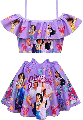 Vista 2 de FUNTEKS Toddler Baby Girls Bathing Suit Two Piece Swimsuit Bikini Summer Beach Wear Swimwear for 3-10 Years