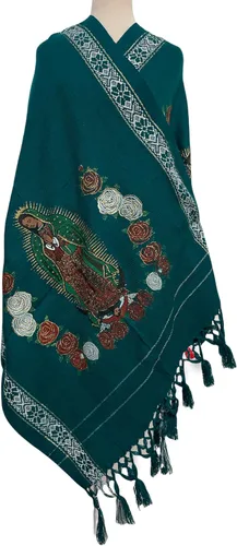 Vista 2 de María de Guadalupe Rebozo Verde azulado