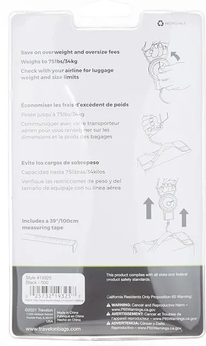 Vista 4 de Travelon Báscula de equipaje de parada y bloqueo, Negro, Báscula de equipaje Stop & Lock