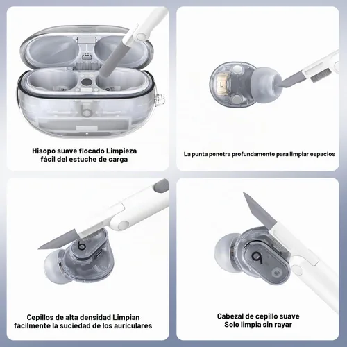 Vista 5 de Beat Studio Buds + (2023) / Beat Studio Buds 2021 Funda protectora transparente de TPU suave transparente de grado militar a prueba de golpes