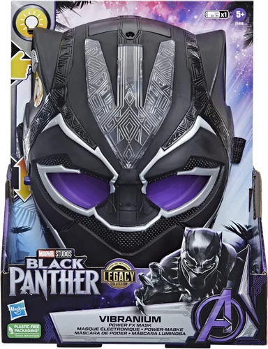 Vista 3 de Marvel Black Panther Marvel Studios Legacy Collection Black Panther Vibranium Power FX - Máscara de juguete para niños a partir de 5 años