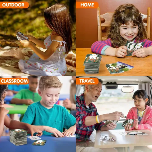 Vista 6 de MEROCO Juego de cartas de pistas de animales de safari, juegos de animales de granja, juego de pistas de animales, juguetes educativos