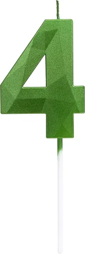 Vista 9 de Velas verdes para pastel de cumpleaños, velas con números de pastel de boda, diseño 3D para decoración de pastel para fiesta (verde, número 1)