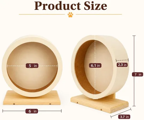 Vista 2 de antiai Rueda silenciosa de madera para hámster, accesorios de rueda de ejercicio para animales pequeños, ruedas giratorias silenciosas para evitar