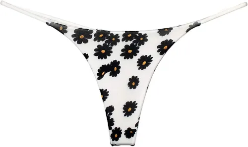Vista 31 de Tanga de encaje sin costuras para mujer, ropa interior de cintura alta con tiras en G Serie 010-leopardo