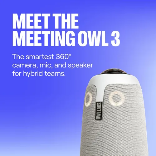 Vista 8 de Meeting Owl 3 Premium Pack: cámara inteligente de videoconferencia HD de 360 grados, micrófono y altavoz