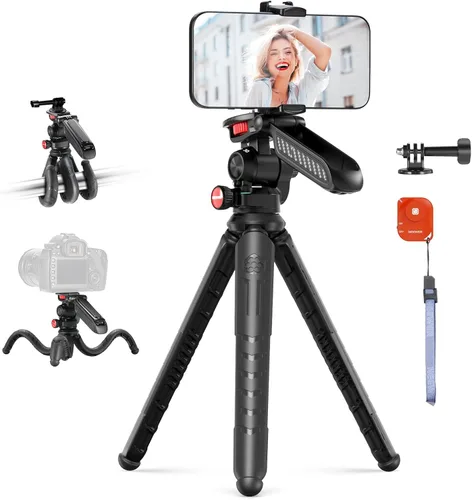 Vista 11 de NEEWER Trípode magnético flexible para teléfono compatible con Magsafe iPhone 15 Pro Max 14 Series Android, Mini Vlog Soporte de trípode