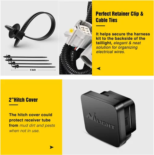 Vista 7 de Nilight - JK-61A Kit receptor de enganche de remolque de parachoques trasero de 2 pulgadas, compatible con Jeep Wrangler JK 2007-2018 de 4 puertas