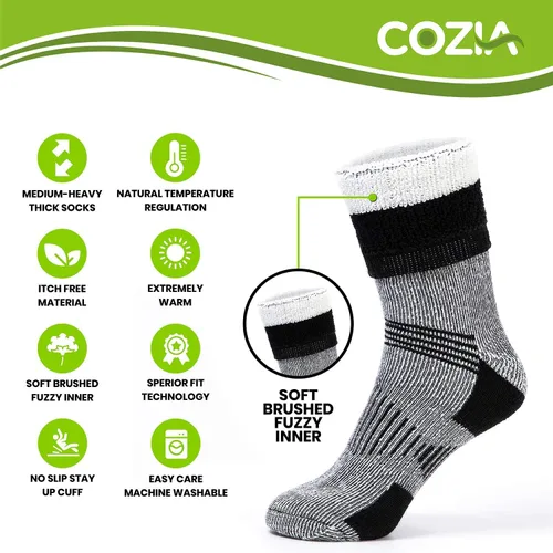 Vista 3 de Merino Wool Socks for Men and Women Warm thermal Boot Hiking Socks 3 Pairs