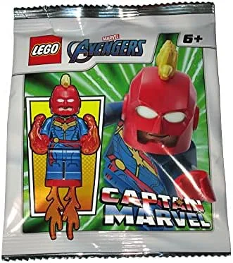 Vista 3 de LEGO Superhéroes: Capitana Marvel con casco y Power Blasts Plus Capa Roja