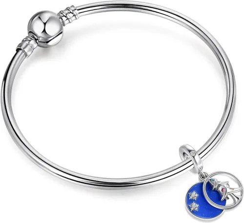 Vista 3 de Muñeco de nieve de Navidad, elfo, ciervo, dulce pan de jengibre, abalorio de invierno para pulsera Pandora