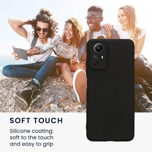 Vista 4 de kwmobile Funda compatible con Xiaomi Redmi Note 12S - Funda protectora delgada de TPU para teléfono - Acabado mate suave - Negro mate