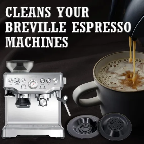 Vista 4 de HiWater Paquete de 2 discos de limpieza de café de 2.126 in compatibles con máquinas Breville Espresso BES870XL, BES810BSS, BES840XL, 100%