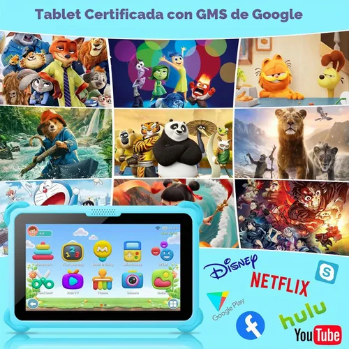 Vista 4 de Trayoo Tableta infantil de 7 pulgadas para niños de 3 a 12 años, tableta Android de 32 GB para niños pequeños con funda sólida, YouTube, Netflix