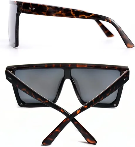 Vista 6 de 2 pares de lentes de sol cuadrados con parte superior plana para mujeres y hombres, grandes sombras sin montura de gran