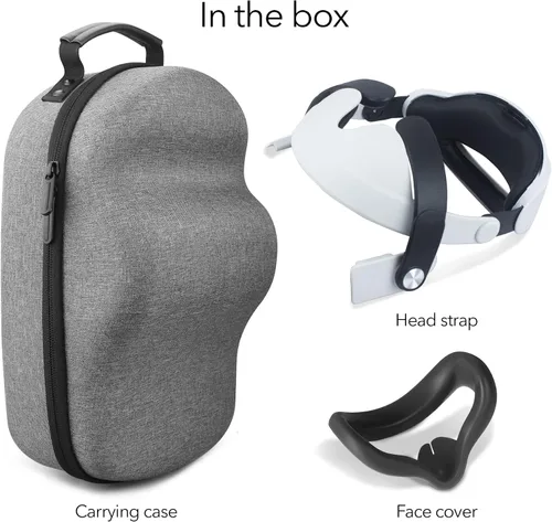 Vista 2 de Wasserstein VR Headset Carrying Case Head Strap and Face Cover Bundle - Gaming Accessories Compatible with MetaOculus Quest 2