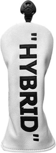 Vista 4 de Funda de cuero PU para driver y madera de calle - Blanco con negro, accesorio de golf premium