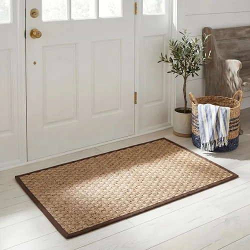 Vista 108 de SAFAVIEH Natural Fiber Collection NF114A - Alfombra de pasillo de hierba marina con patrón de tejido de cesta y borde, de 2 pies 6 pulgadas x 16
