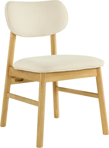 Vista 10 de CHITA Juego de 2 sillas de comedor tapizadas, modernas sillas de cocina y comedor de mediados de siglo, marco de madera maciza en roble, tela