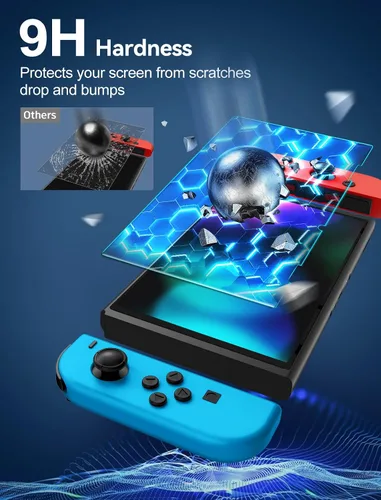 Vista 7 de ivoler Protector de pantalla de vidrio templado para Nintendo Switch, protector de pantalla de filtro de pantalla de luz azul con marco