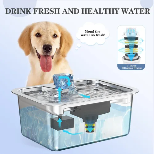 Vista 5 de Paquete de 4 filtros de repuesto para fuente de agua para perros, filtro de agua, para fuente de mascotas de acero inoxidable para perros grandes