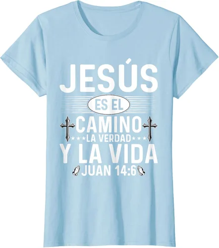 Vista 18 de Camisetas Cristianas en español Versículos Biblia Juan 14:6 Camiseta, Negro, S