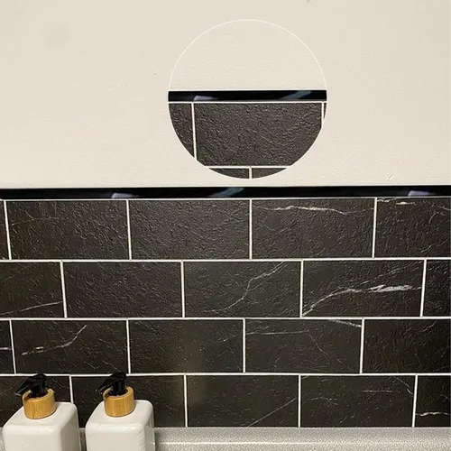 Vista 7 de Cinta de calafateo autoadhesiva, cinta de calafateo de PU para bañera, baño, inodoro, cocina (Ancho: 7.5 mm, negro)