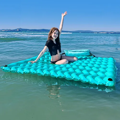 Vista 11 de Alfombra flotante inflable gigante mejorada 2025 - Flotador de piscina para adultos con hamaca para piscina, piscina, playa, lago para fiesta