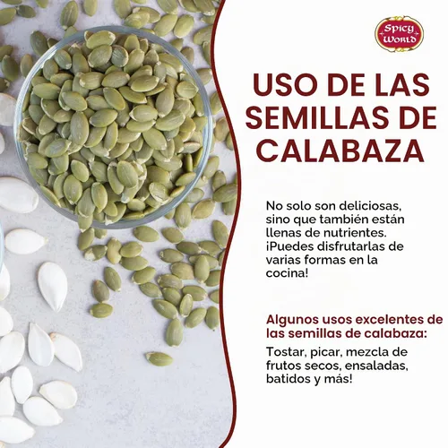 Vista 4 de Bolsa de 2 LB de semillas de calabaza crudas - peladas, grado AAA, sin sal, secas, veganas, bolsa a granel de Spicy World
