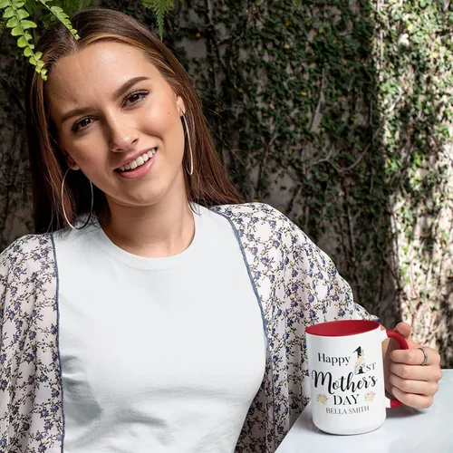 Vista 5 de Regalos para el primer día de la madre, taza de café personalizada con foto y nombre, 11 o 15 onzas, 10 opciones de color, taza personalizada