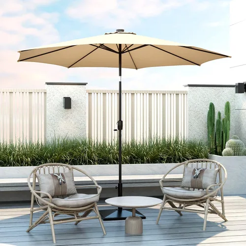 Vista 9 de Tangkula Sombrilla solar de 10 pies, patio con 112 luces LED, sombrilla de mercado para mesa al aire libre con mango de elevación de manivela