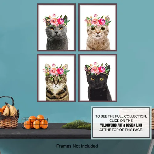 Vista 7 de Regalos para amantes de los gatos para mujeres de 11 x 14 pulgadas, bonito arte de pared de gato atigrado, decoración de habitación para dormitorio
