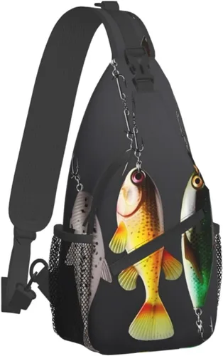 Vista 2 de Varios tipos de cebos de pesca Imprimir Sling Mochila de viaje Sling Bag Casual Chest Bag Senderismo Daypack Crossbody Bag para hombres mujeres
