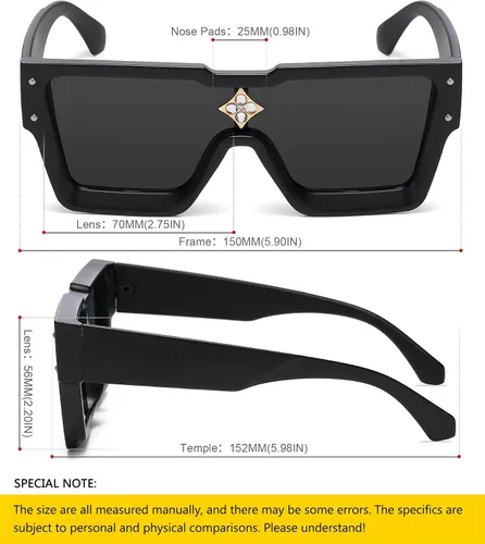Vista 2 de SHEEN KELLY Retro Rectangular Rhinestone Sunglasses Vintage Flat Top Square Eyewear Men Women
