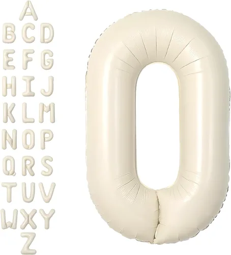 Vista 32 de SUWEN Globos de helio grandes de 102 cm (40 pulgadas) con letra S en color crema. Globos grandes de papel de aluminio con letra en helio, de A a Z.