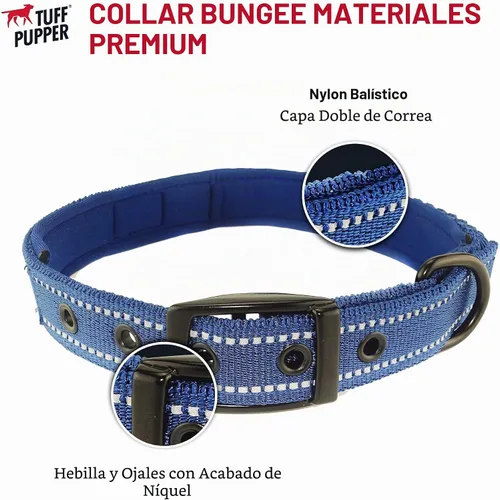 Vista 5 de Tuff Pupper Collar de perro resistente con asa Collar de nailon balístico resistente Collar de perro reflectante acolchado con hardware Marrón
