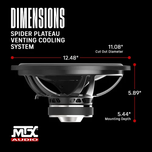 Vista 3 de MTX Audio TN12-04 Subwoofer de la serie Terminator de 4 ohmios de 12