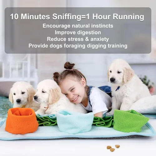 Vista 2 de Tapete de olfateo para perros, juguetes de rompecabezas, tapete interactivo para alimentación de mascotas, alimentación de gatos con mango