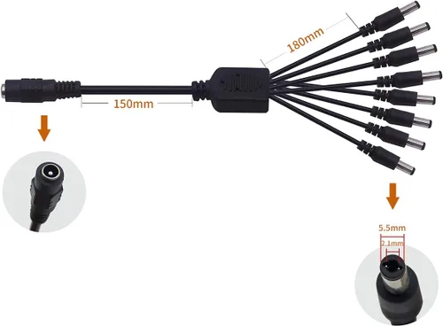 Vista 5 de Cable de alimentación universal de 5 V CC, USB a CC de 0.217 x 0.083 in, cable Powe con conectores (13 piezas) Cable divisor de alimentación de CC 1