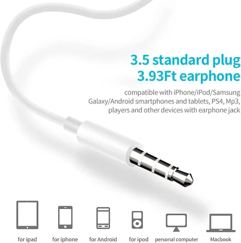 Vista 4 de Paquete de 4 auriculares con cable, auriculares con cable intrauditivo con control de volumen de micrófono, potentes graves pesados, alta